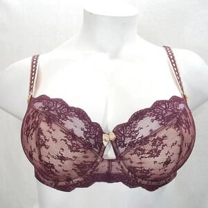 32DD Paramour Captivate Unpadded‎ 3 Part Cup UW Bra Grape Wine NWT